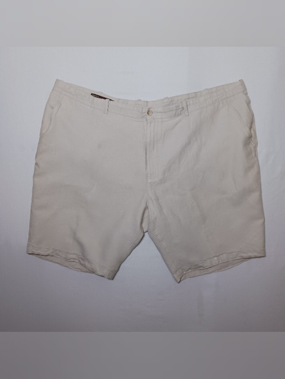 Perry Ellis Mens Linen Blend Chino Shorts Size 50 Beige 11.5" Inseam Lightweight